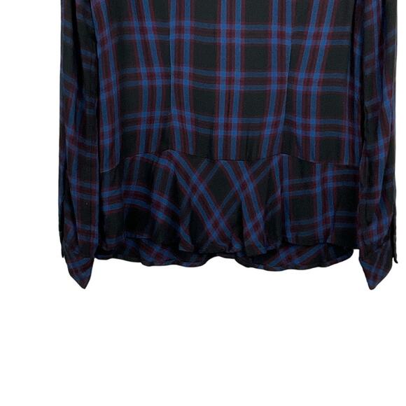 CABI Button Up Down Moody Plaid Shirt Top Blue Garnet Dark Plaid sz Small 3431 - Picture 9 of 13